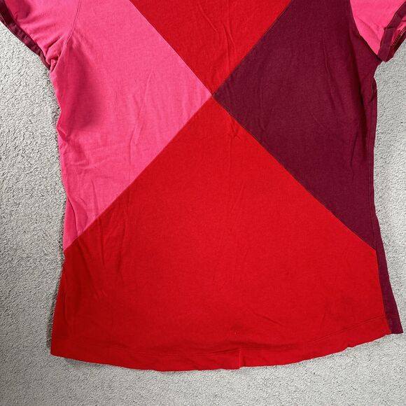 Helly Hansen T Shirt Womens Size XL Diamond Pattern Harlequin Red Pink Boat Neck - Picture 3 of 10